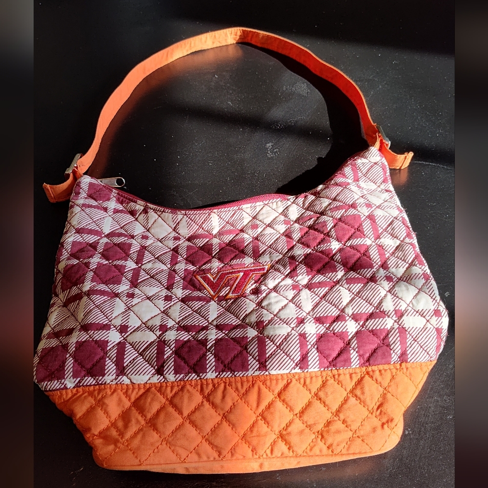 Virginia Tech Hokies Shoulder Bag by Spirit Ready, burnt orange and maroon - Picture 1 of 5